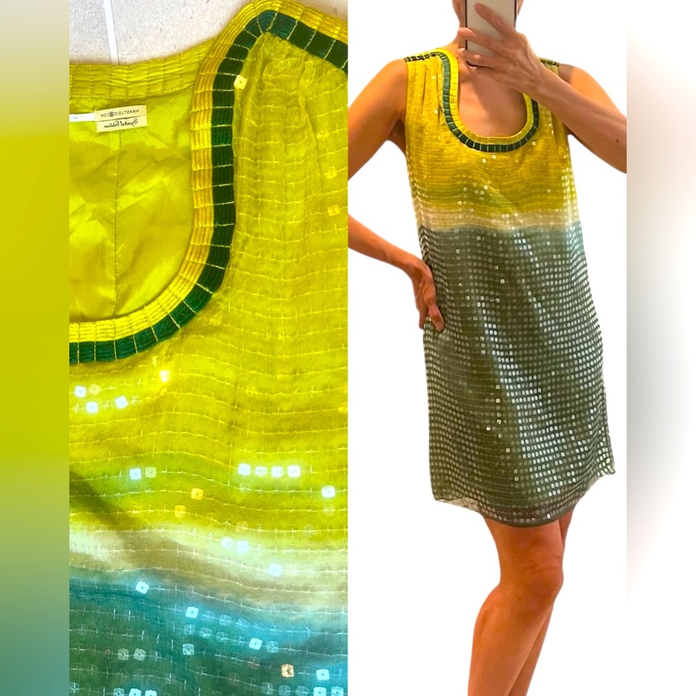 MAX STUDIO Yellow Green Mini Dress Small